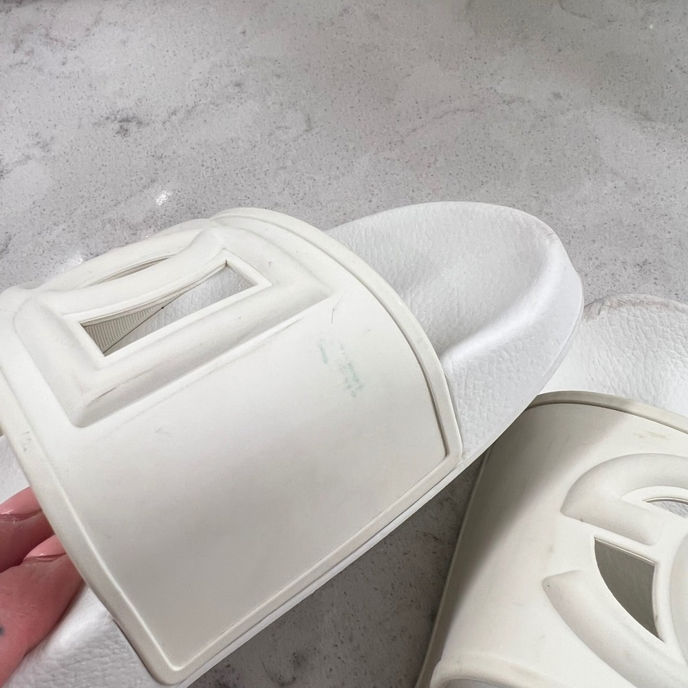 Dolce & Gabbana White Rubber Logo Slide Sandals Made in Italy Size 37 EU - Picture 10 of 12